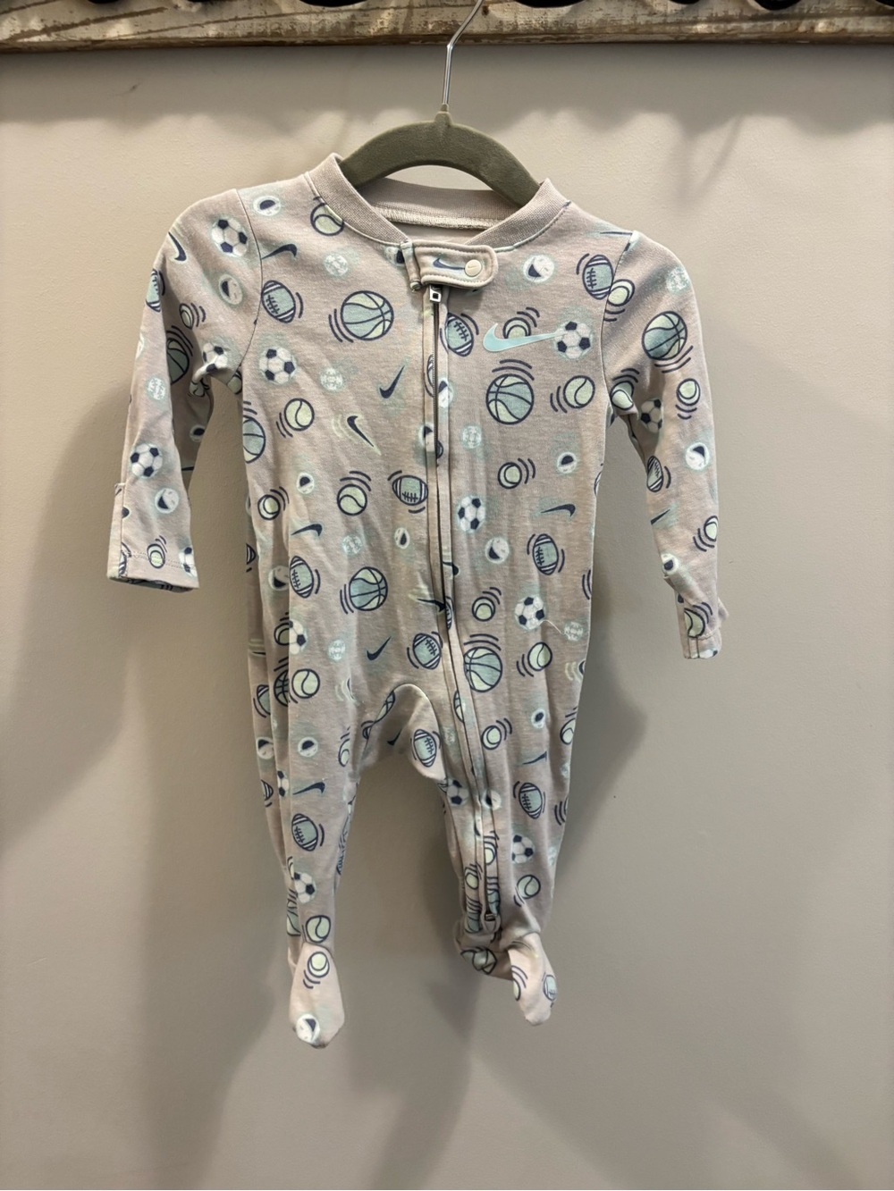 Nike Baby Footed One-Piece with Sports Ball Print